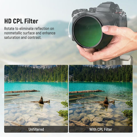 NEEWER 52mm CPL Filter with Lens Cap, Ultra Thin Circular Polarizing Filter, Nano Coating, HD Optical Glass for Camera Lens, Reduces Reflection and Glare Increases Contrast
