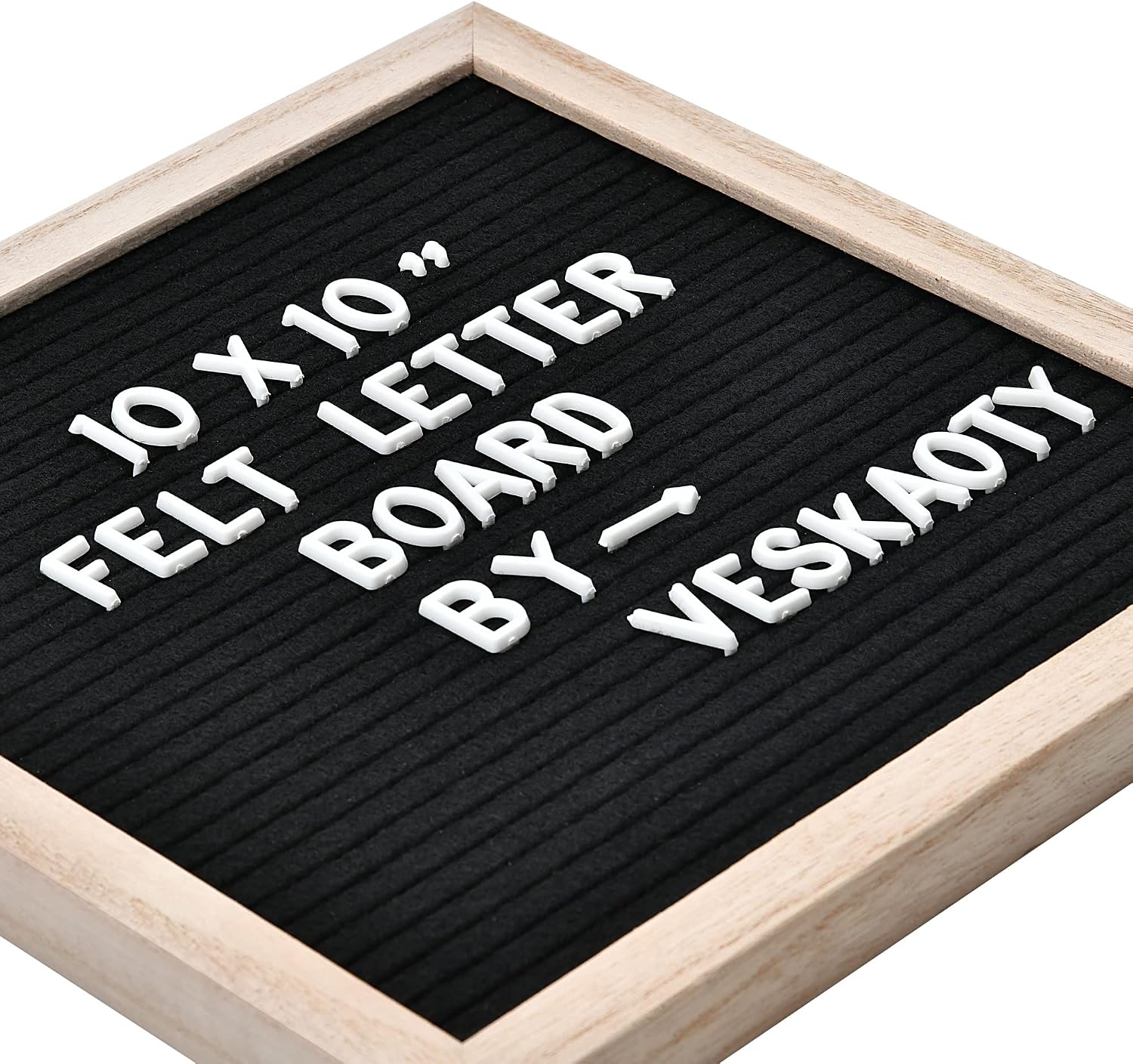 Veskaoty Felt Letter Board with 294 Letters, 10 x 10 Inch, Black & Wood