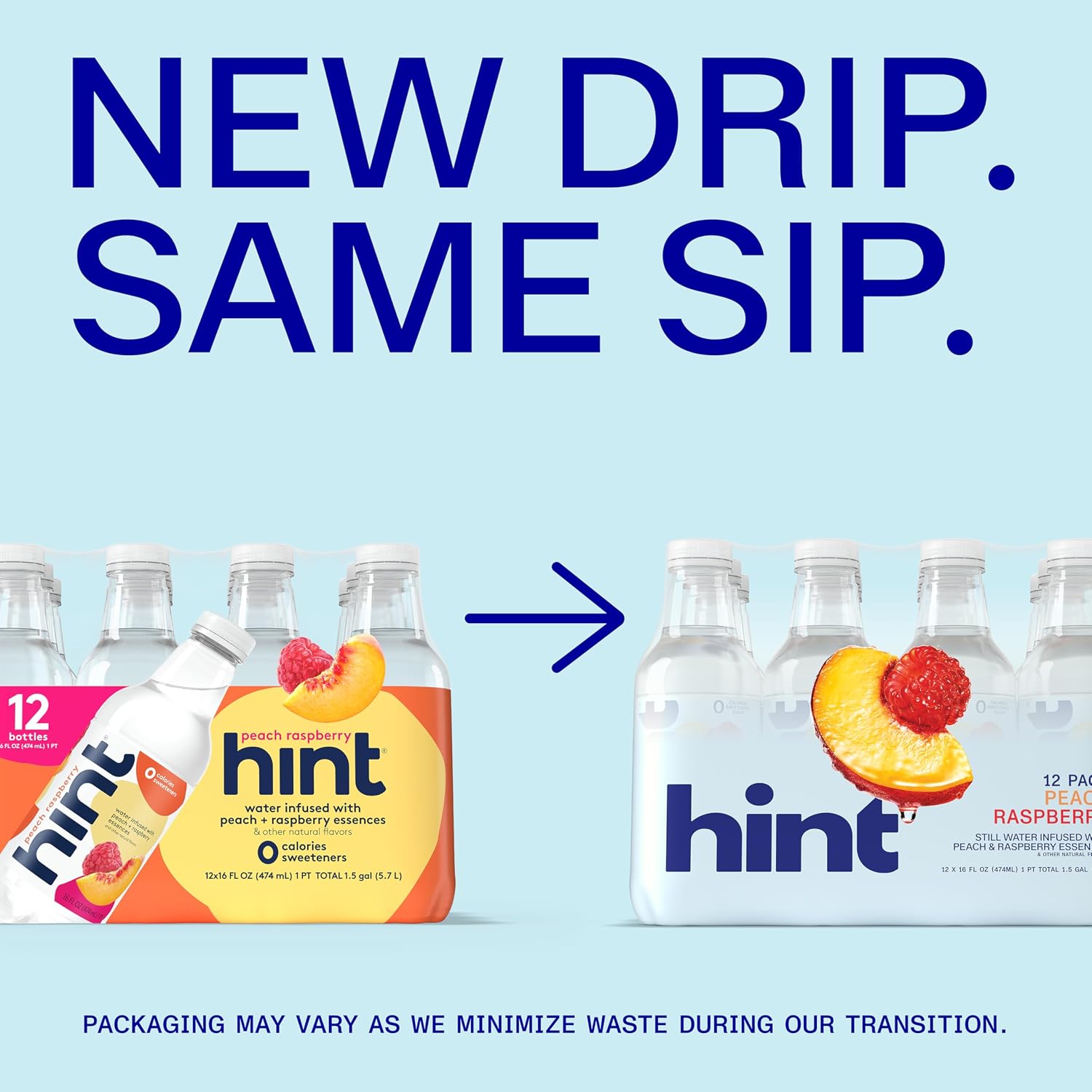 Hint Flavored Water Zero Sugar 0 Calories - Peach Raspberry (12 pack)