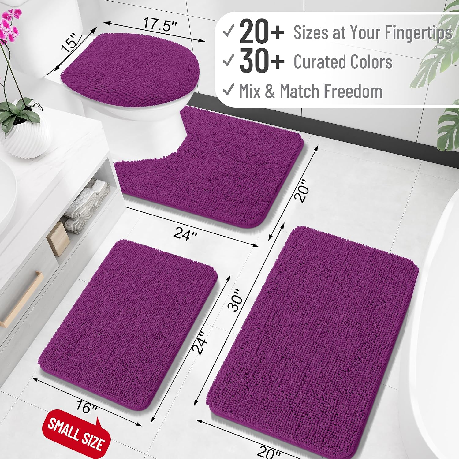 OLANLY Bathroom Rugs 32x20, Extra Soft Absorbent Chenille Bath Rugs