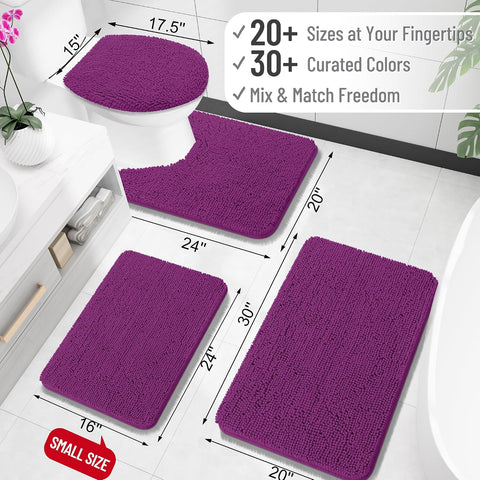 OLANLY Toilet Rugs U-Shaped 20x20, Soft Absorbent Chenille Contour Rugs