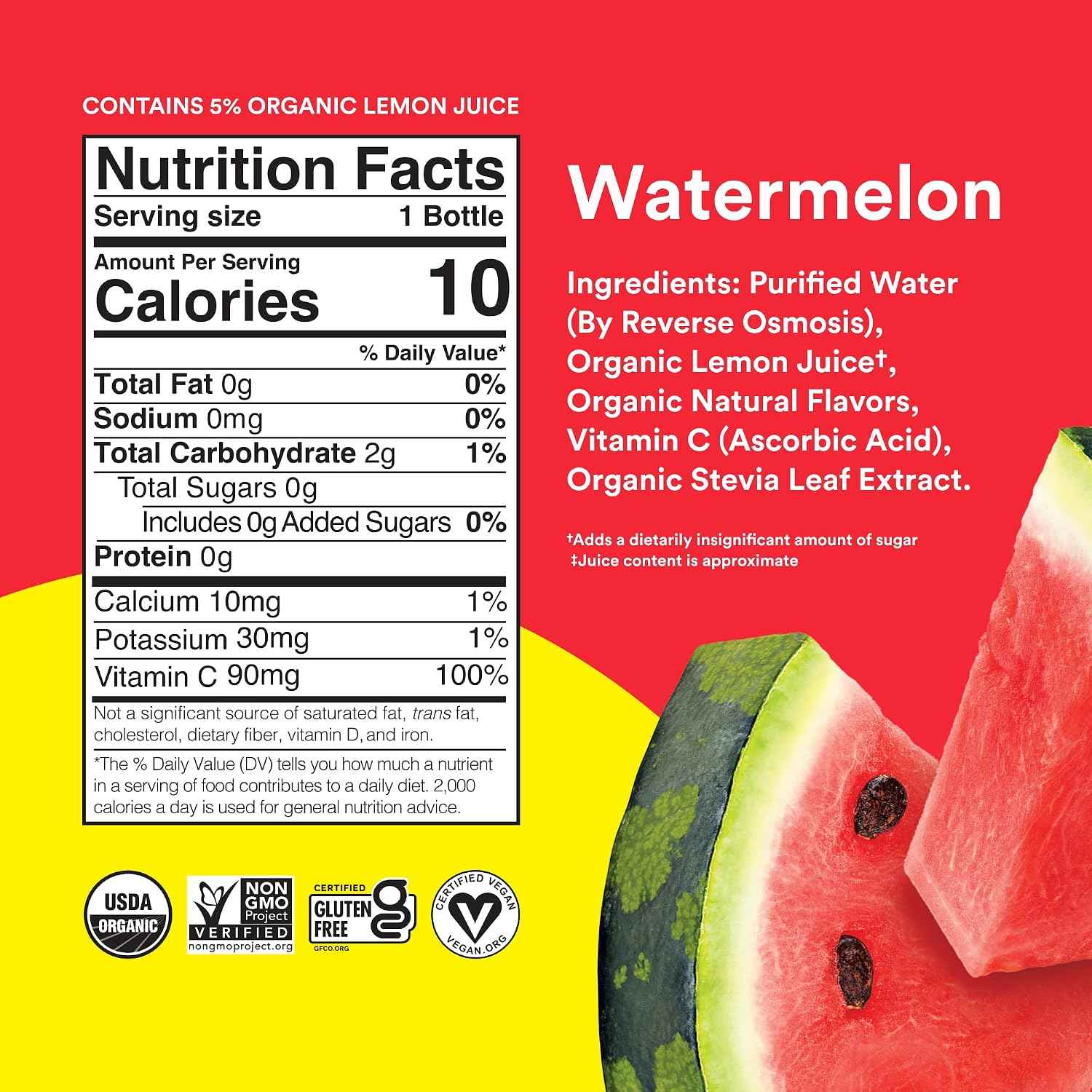 Lemon Perfect Watermelon Lemon Water, Organic, Zero Sugar 12 Pack | Flavored lemon water made with real organic lemons and delicious watermelon flavor, low-calorie, no artificial sweeteners
