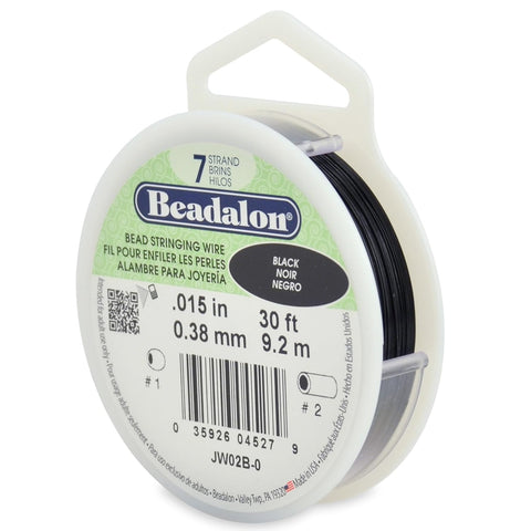 Beadalon 7-Strand Stainless Steel Beading Wire, .015 in / 0.38 mm - Black