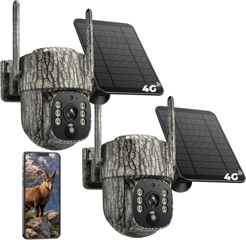 4G LTE Cellular Trail Camera 2 Pack, Human Auto Tracking with 2,5K HD Live