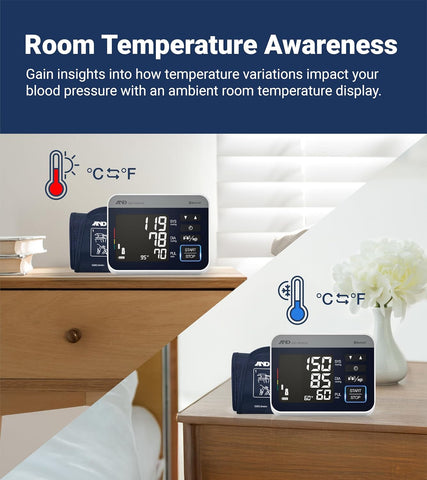 A&D Medical UA-910BLE Bluetooth Blood Pressure Monitor, 4 Users, Wide Cuff