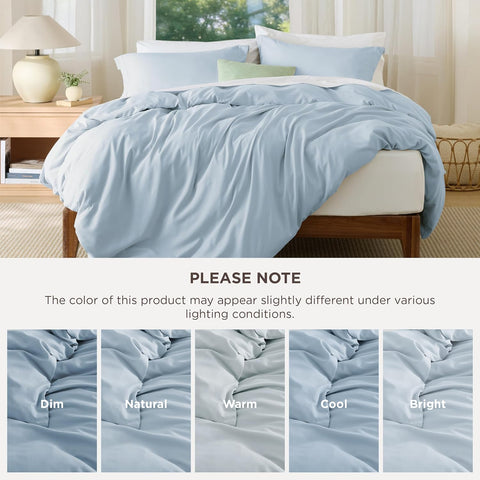 Bedsure Cal King Duvet Cover, Double Brushed Bedding Set, Light Blue, 3Pcs