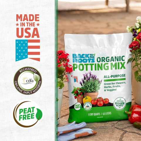 Back to the Roots 100% Organic Potting Mix (Value 12 Quart) | Premium Blend | Made in The USA