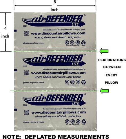 165 count 4x8 airDEFENDER air pillows 20 gallon 2.66 cubic feet void fill cushioning shipping packing package