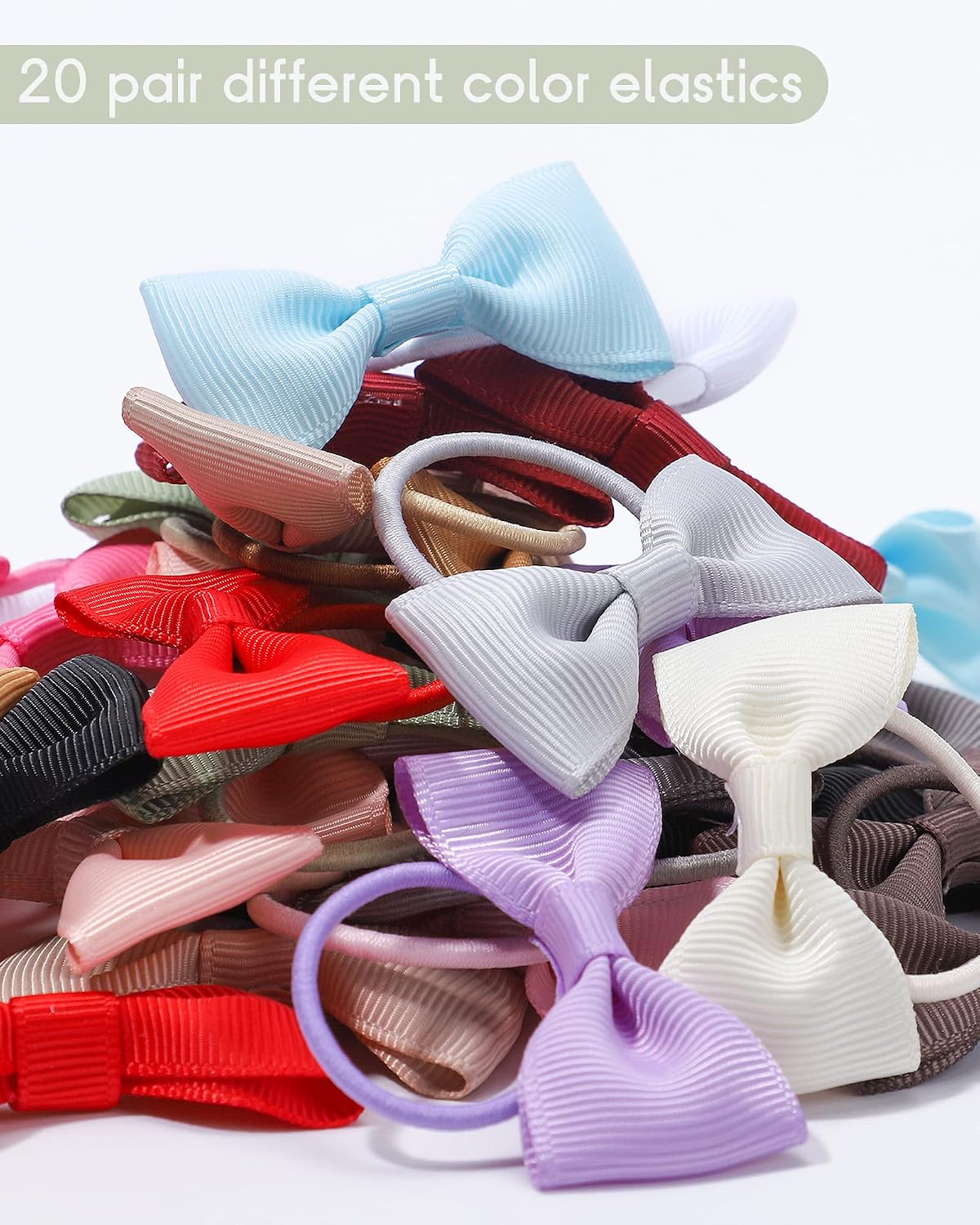 Jollybows 40PCS Baby Girls Hair Bows Ties 2 Inch Ponytail Holders Hair Ties