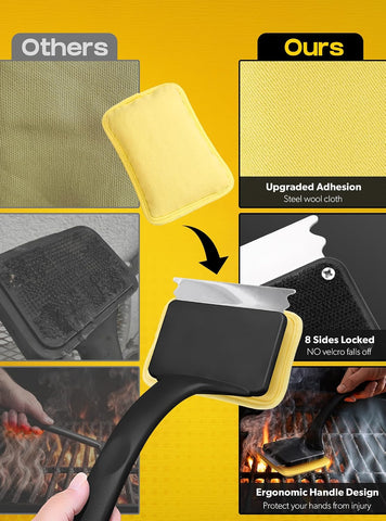 MEKER 4 PCS Grill Replacement Head, Yellow (NO Grill Brush)