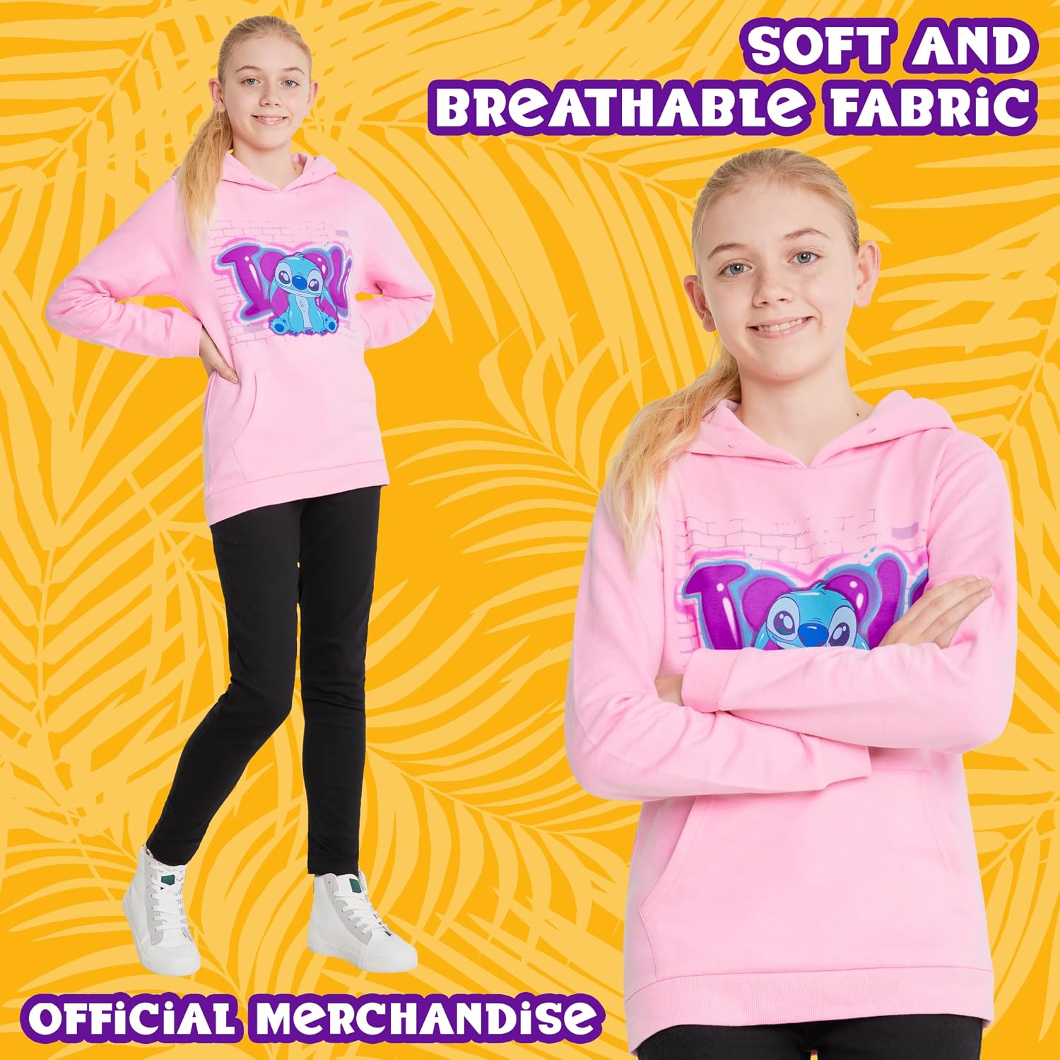 Disney Girls Hoodie - Soft Hooded Sweatshirt for Kids and Teenagers