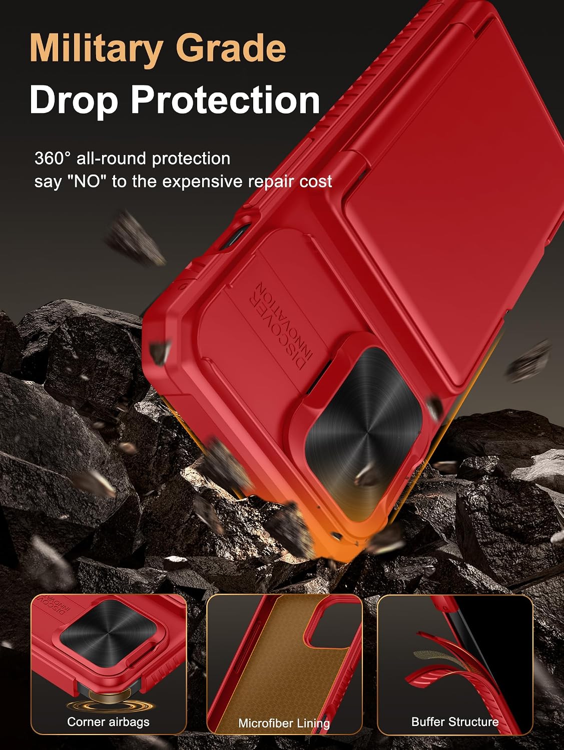 Vihibii for iPhone 13 Pro Case Wallet with Card Holder (4 Cards), 2021, Red