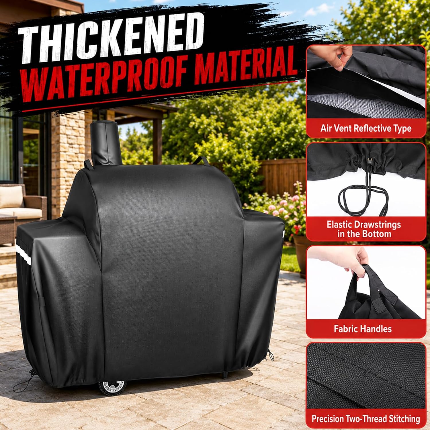 Utheer 600D Grill Cover for Royal Gourmet CC1830S/CC1830W/CC1830M/CC1830SC