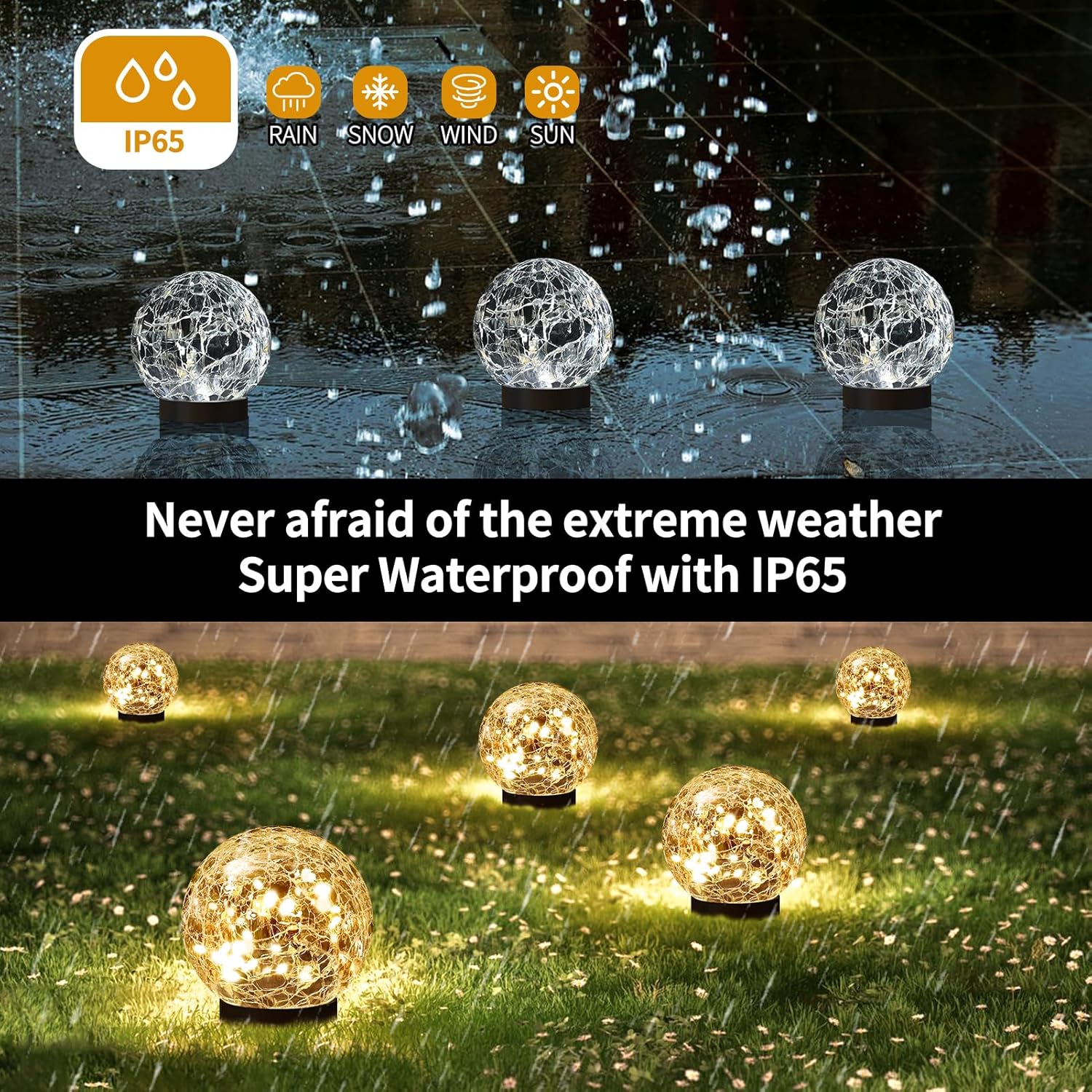 JKIMK Solar Globe Lights Outdoor Waterproof-Solar Balls for Garden