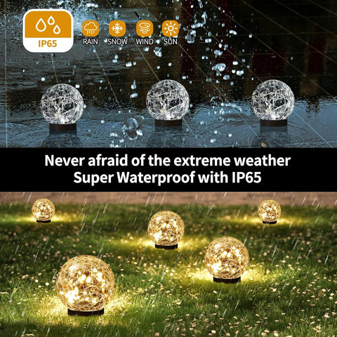 JKIMK Solar Globe Lights Outdoor Waterproof-Solar Balls for Garden