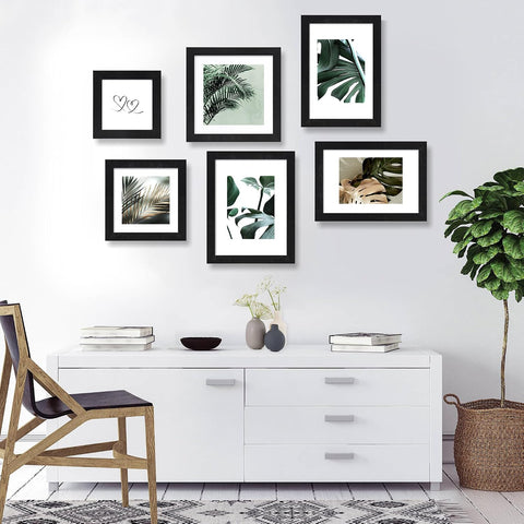 Hongkee 6x9 Picture Frame Set of 2, Real Glass and Wood Frame