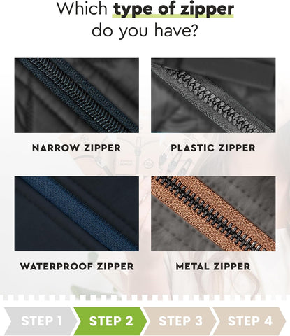 Zlideon Zipper Repair Kit for Metal Zippers Multipack - 4pcs - Black