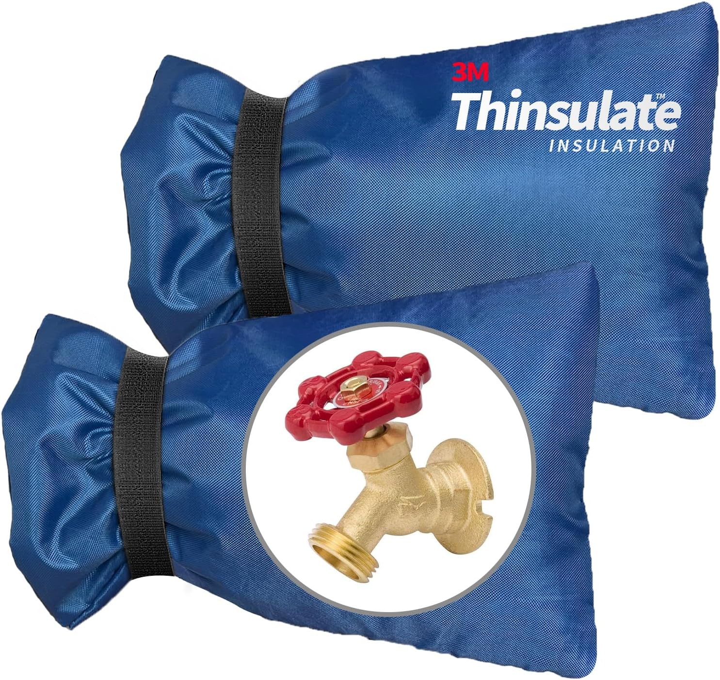 Outdoor Faucet Cover for Winter, 3M Thinsulate Spigot Cover for Winter Freeze Protection, Waterproof, 10" H x 6.3" W Outside Hose Bib Insulated Covers for Wall Taps, 2 Pcs Faucet Socks - Blue