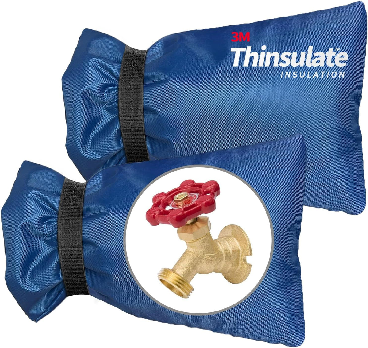 Outdoor Faucet Cover for Winter, 3M Thinsulate Spigot Cover for Winter Freeze Protection, Waterproof, 10" H x 6.3" W Outside Hose Bib Insulated Covers for Wall Taps, 2 Pcs Faucet Socks - Blue