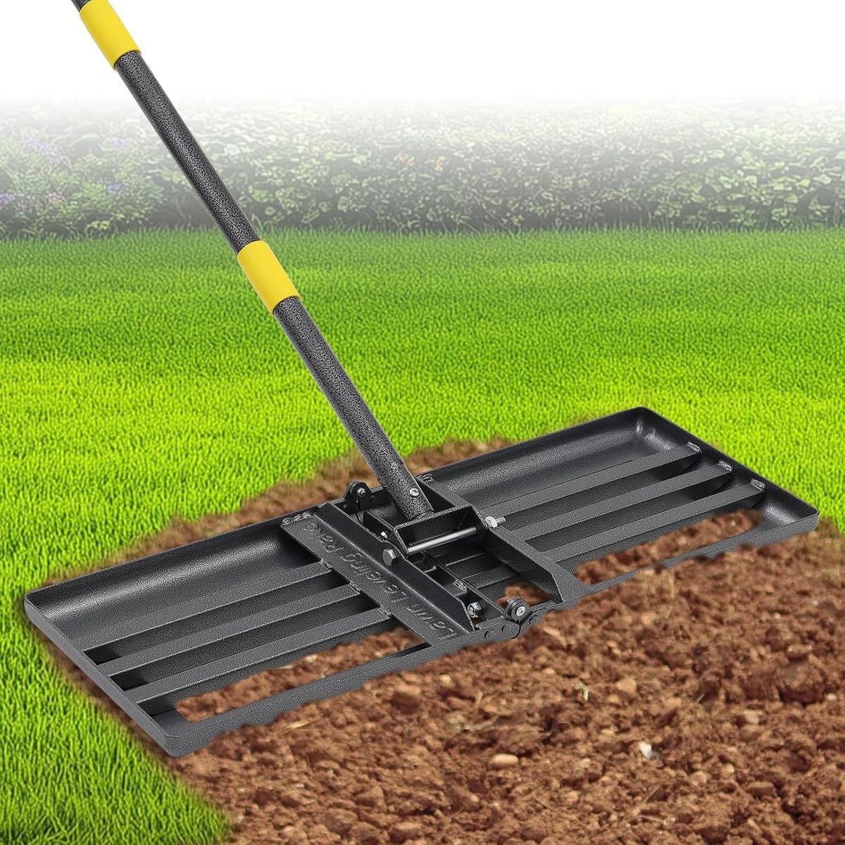 Heavy Duty Lawn Leveling Rake 30x10 with 72" Adjustable Handle - Commercial Grade Landscape Grading Tool, Foldable Yard Leveler for Soil Sand & Topdressing | Stainless Steel + Ergonomic Design