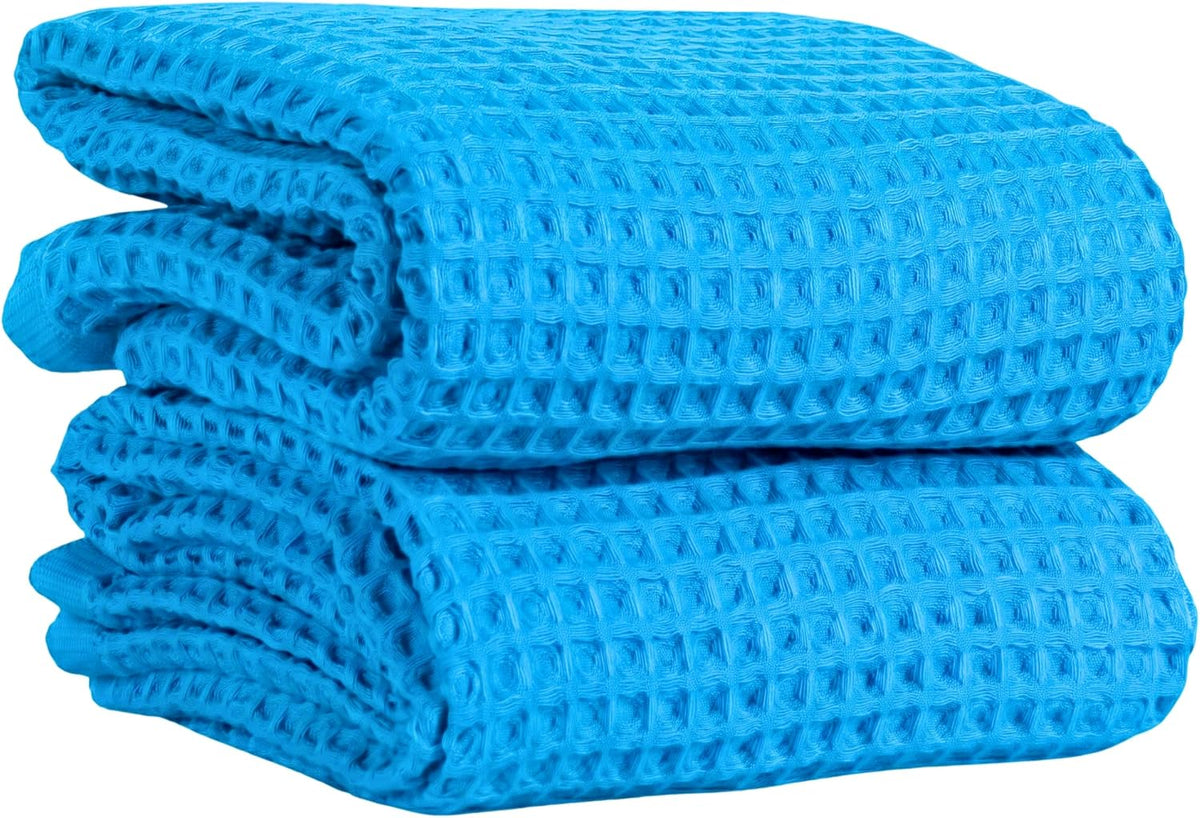 PÜSKÜL Natural 100% Turkish Cotton Waffle Bath Towels Set of 2, Extra-Large