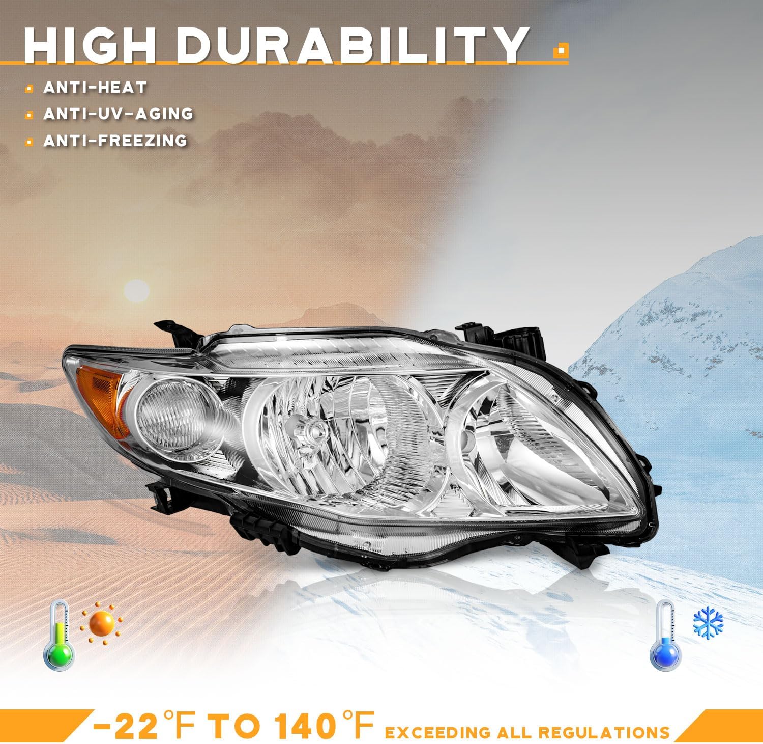 WEELMOTO Headlights Assembly for 2009-2010 Toyota Corolla S/LE/XLE