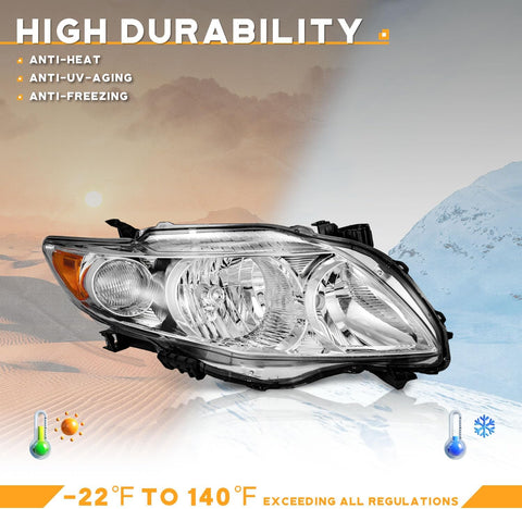 WEELMOTO Headlights Assembly for 2009-2010 Toyota Corolla S/LE/XLE