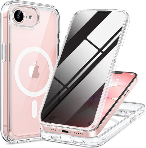 miracase for iPhone 17e & 16e Case with Built-in Private Screen Protector, [Magnetic with MagSafe] Full-Body Phone Cover Military Drop Proof 17 E/ 16 E Bumper 6.1 inch, Clear