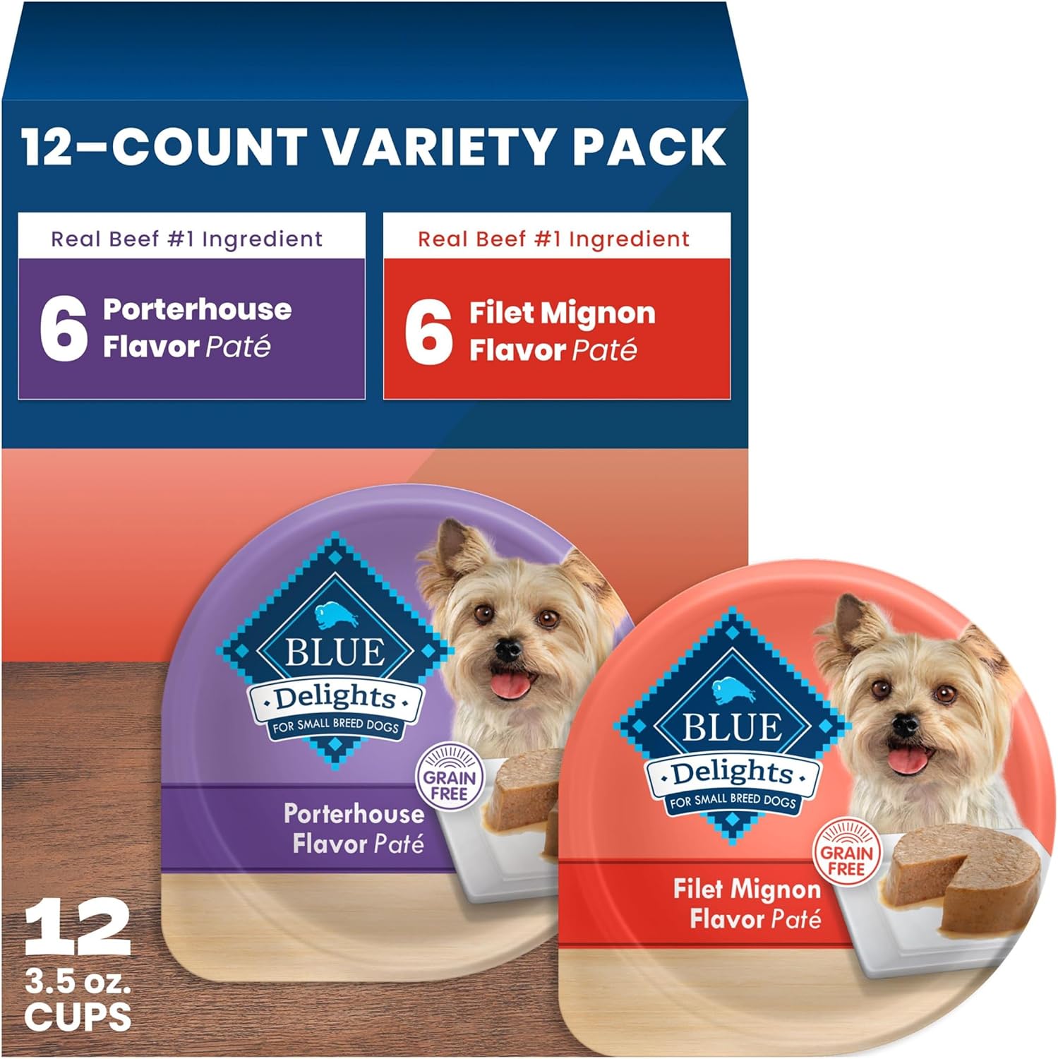Blue Buffalo Delights Variety Pack Small Breed Wet Dog Food, 3.5 oz, 12 ct