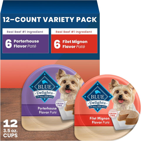 Blue Buffalo Delights Variety Pack Small Breed Wet Dog Food, 3.5 oz, 12 ct