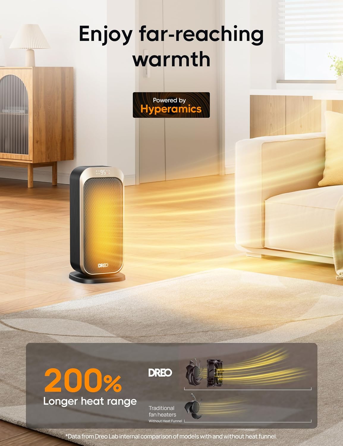DREO Quiet Space Heater, 1500W Portable Heaters for Indoor Use with Remote
