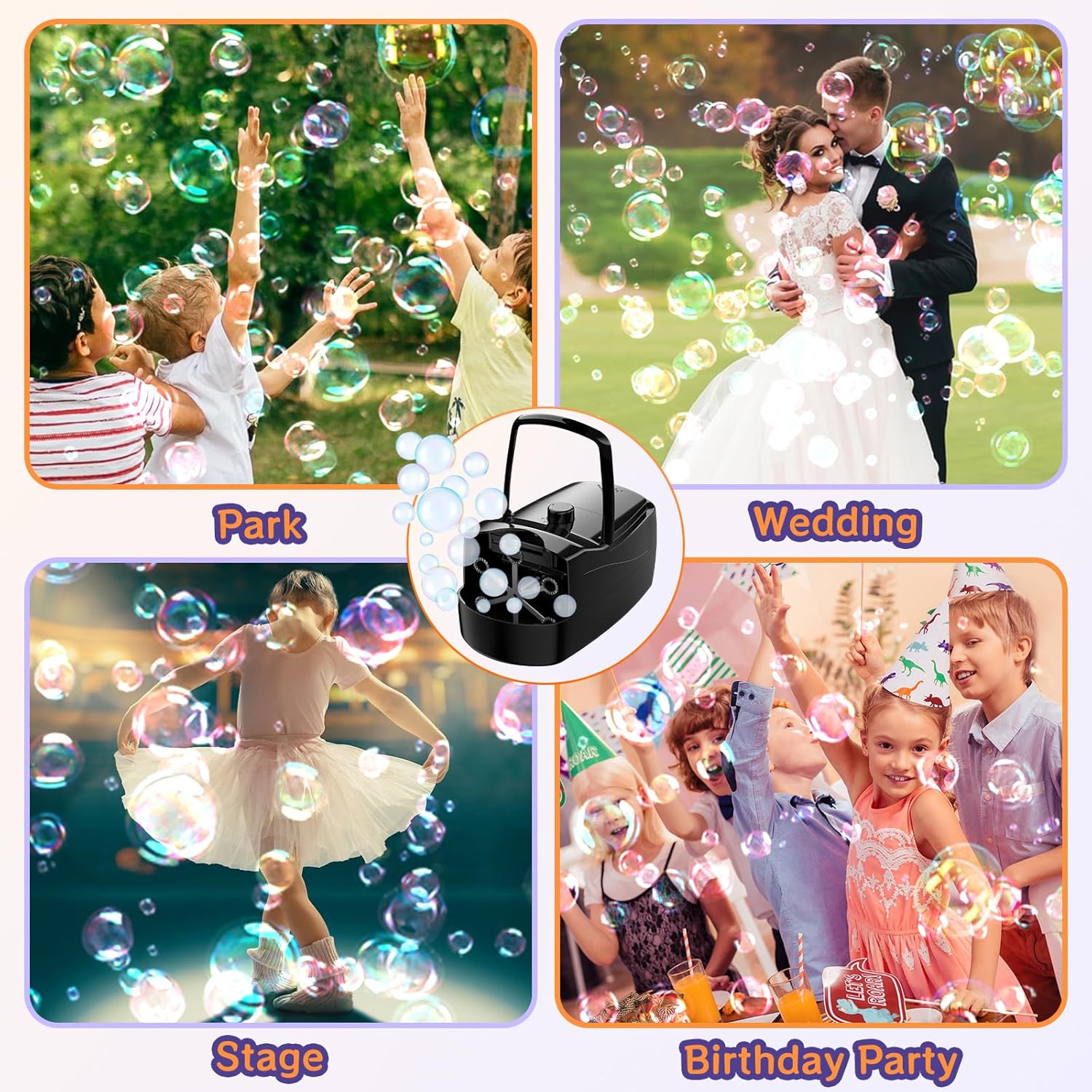 Bubble Machine, Automatic Bubble Blower Maker for Kids or Parties (Black)