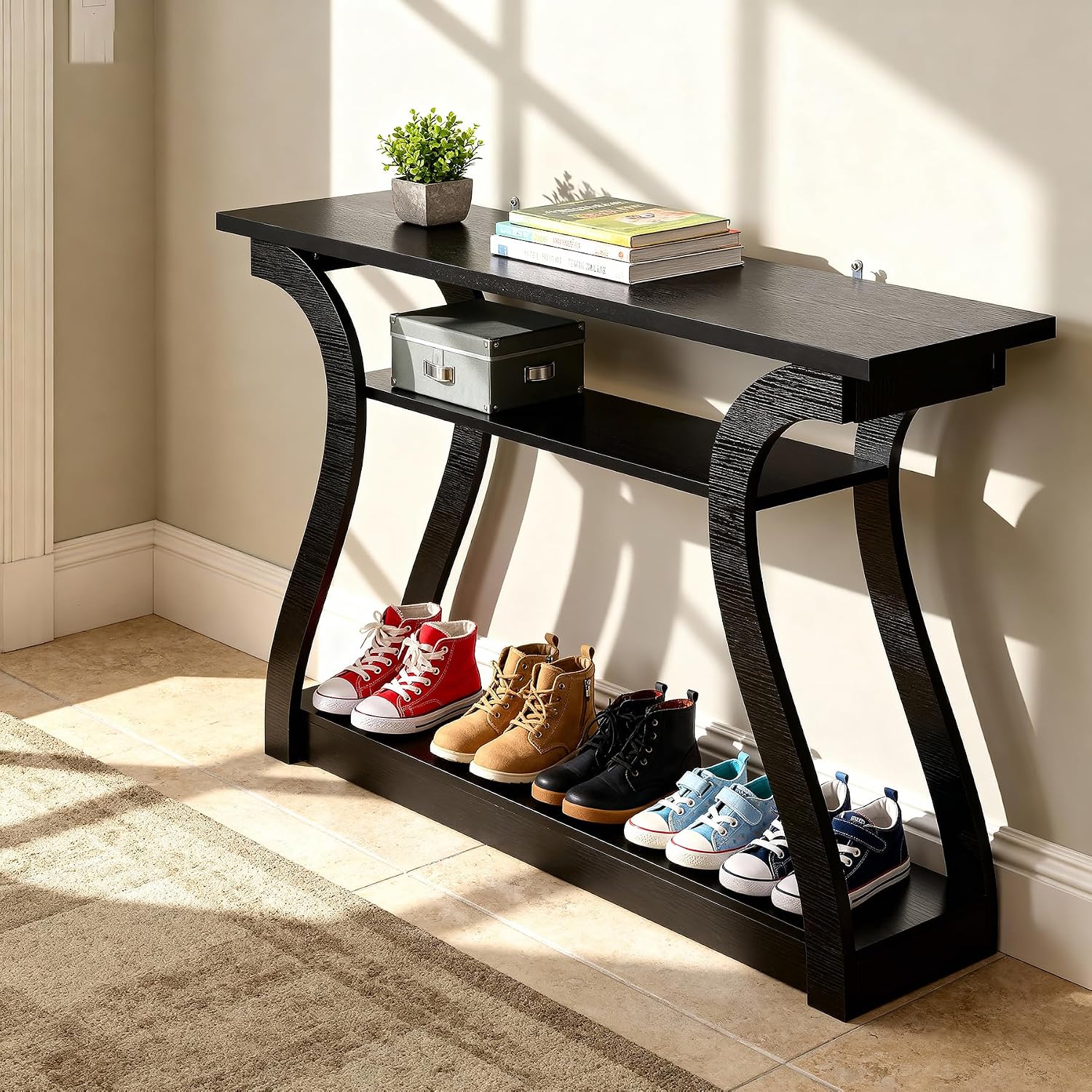 ZenStyle Wood Console Table, 3 Tier Modern Accent Sofa Table for Entryway, Living Room, Hallway, 49 in Wide, Easy Assembly