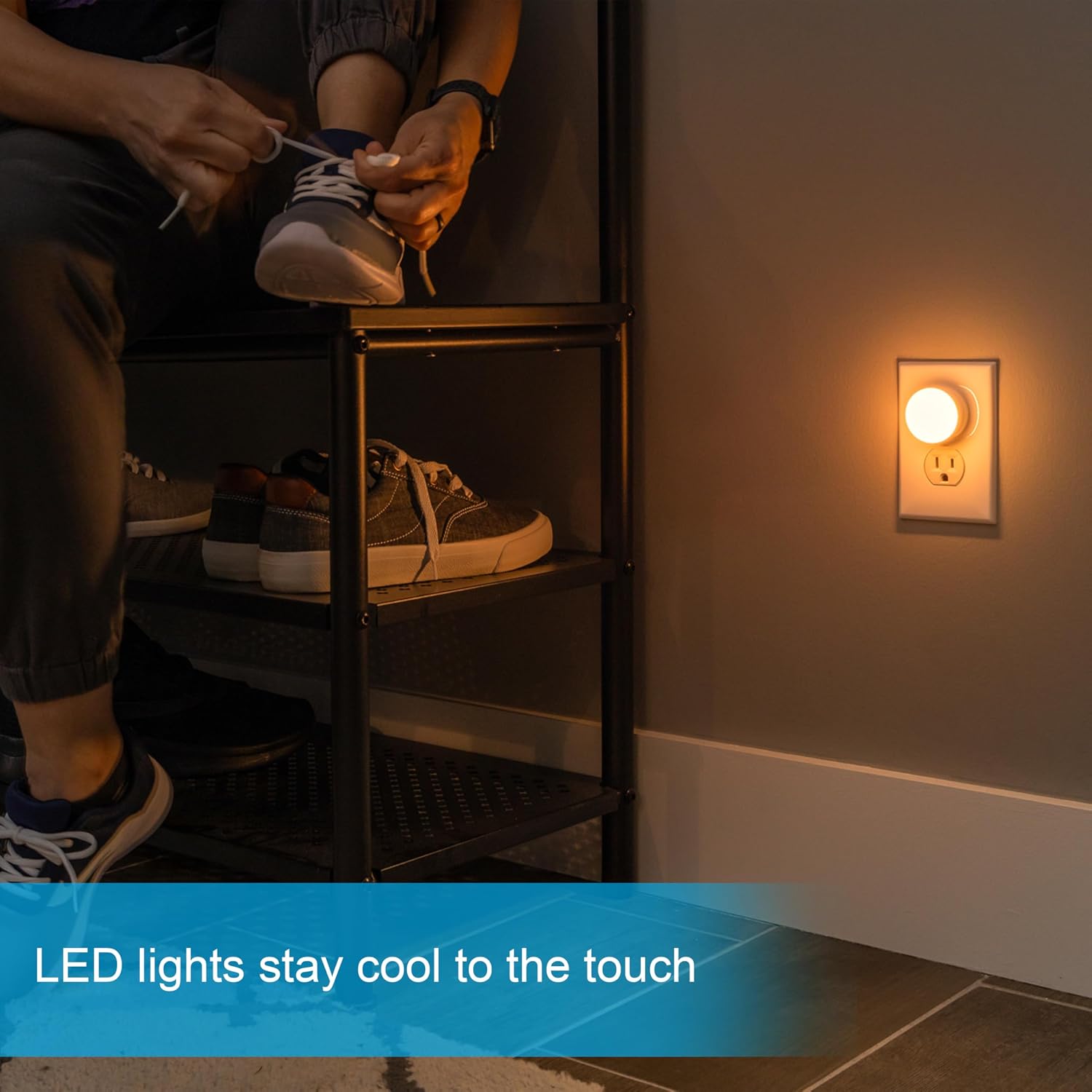 GE SleepLite Night Lights Plug into Wall, 4-Pack, Warm Amber