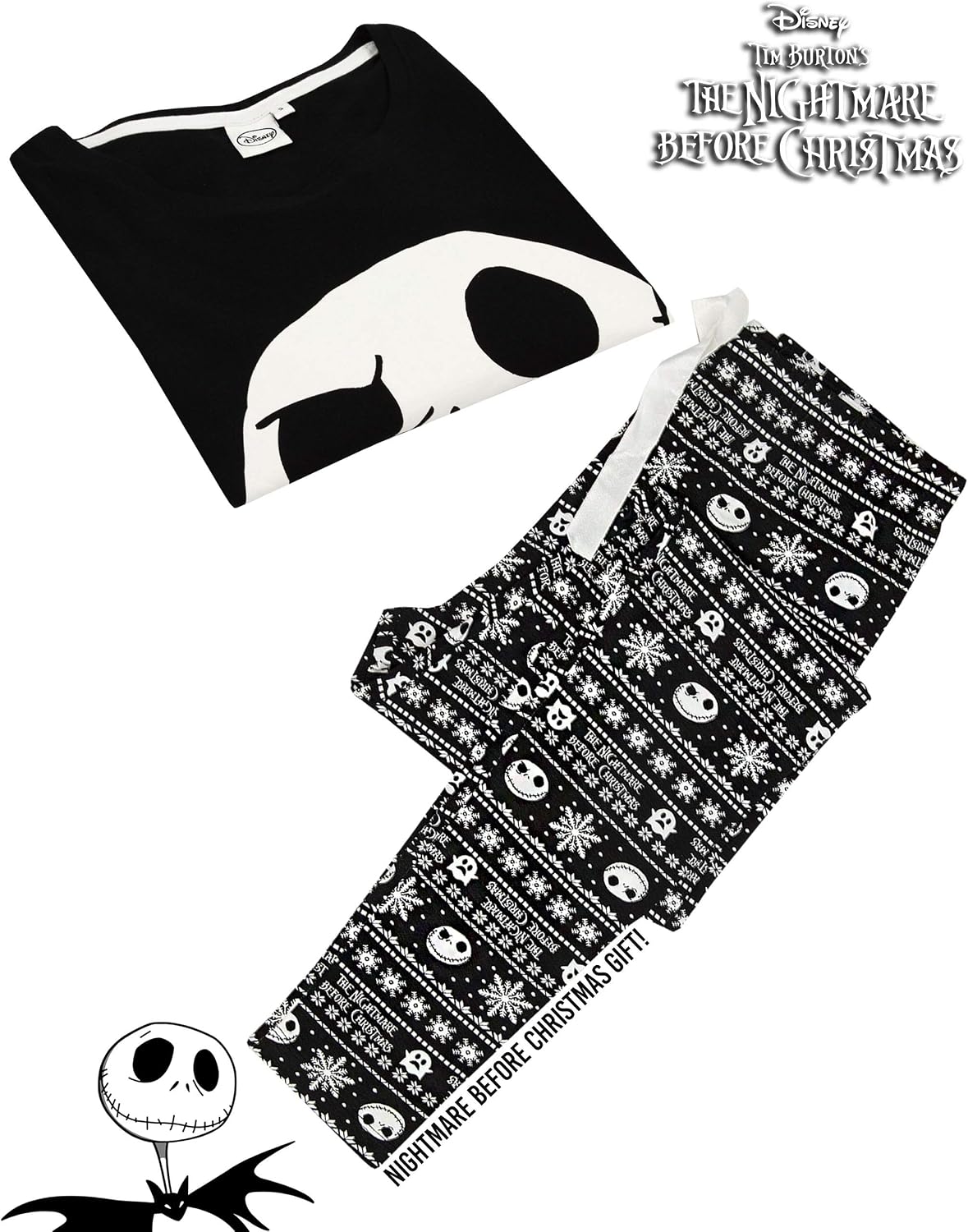 Disney The Nightmare Before Christmas Pajamas Womens Skellington PJ Top Trousers Ladies Sleepwear