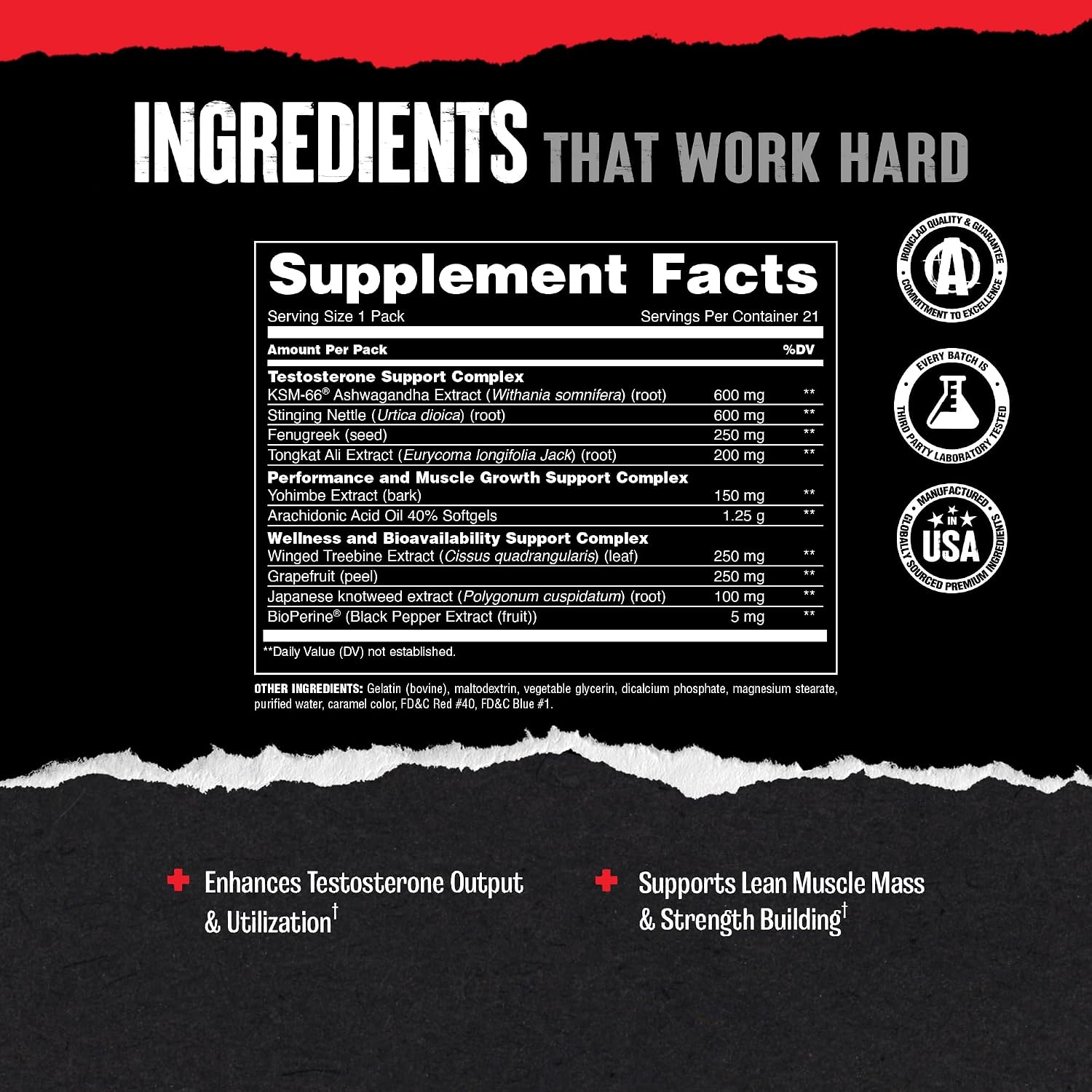 Animal Test Testosterone Booster Supplement for Men | 21 Day Pill Packs