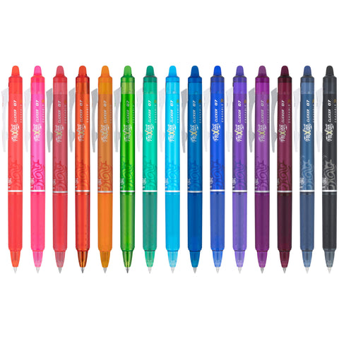 Pilot, FriXion Clicker Erasable Gel Pens, Fine Point 0.7 mm, Pack of 15, Assorted Colors