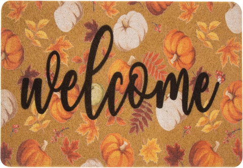 IZUS Fall Hello-Pumpkin Welcome-Doormats Outdoor-Entrance Autumn Harvest-Festival Non-Slip Frontdoor Mat 17x29inch