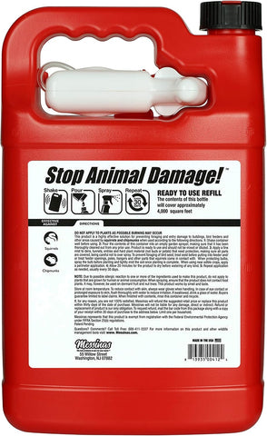 Squirrel Stopper Repellent Spray - Chipmunk & Squirrel Deterrent for Bird Feeders, Garden & Homes - Weather-Resistant Formula - Scent, Taste & Touch Barrier - Safe Around Kids & Pets - 1 Gallon