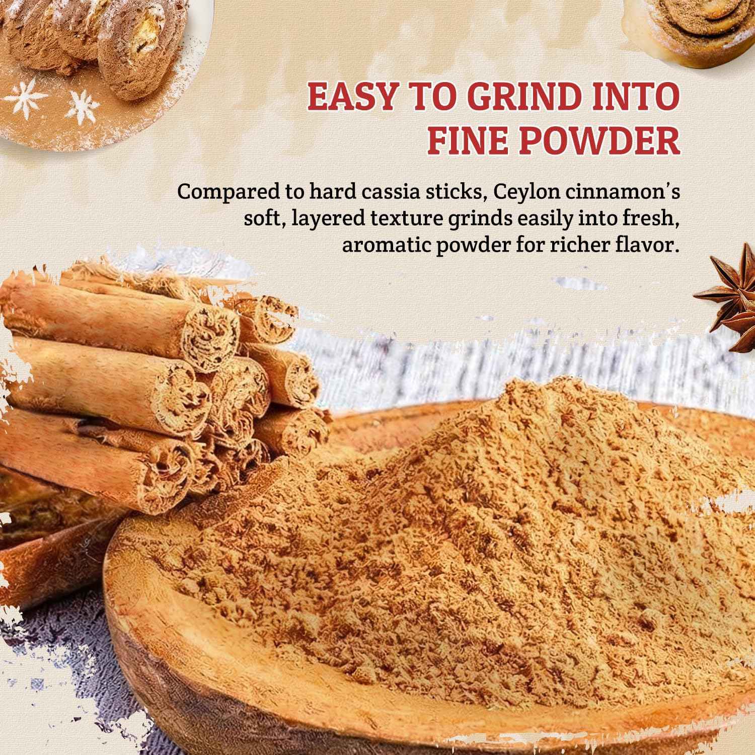 52USA Ceylon Cinnamon Sticks 1 Lb (16 oz), Whole Ceylon Cinnamon Stick | Perfect for Baking, Cooking & Beverages, Non-GMO, Kosher Certified - Cassia Cinnamon from Sri Lankan (453g)