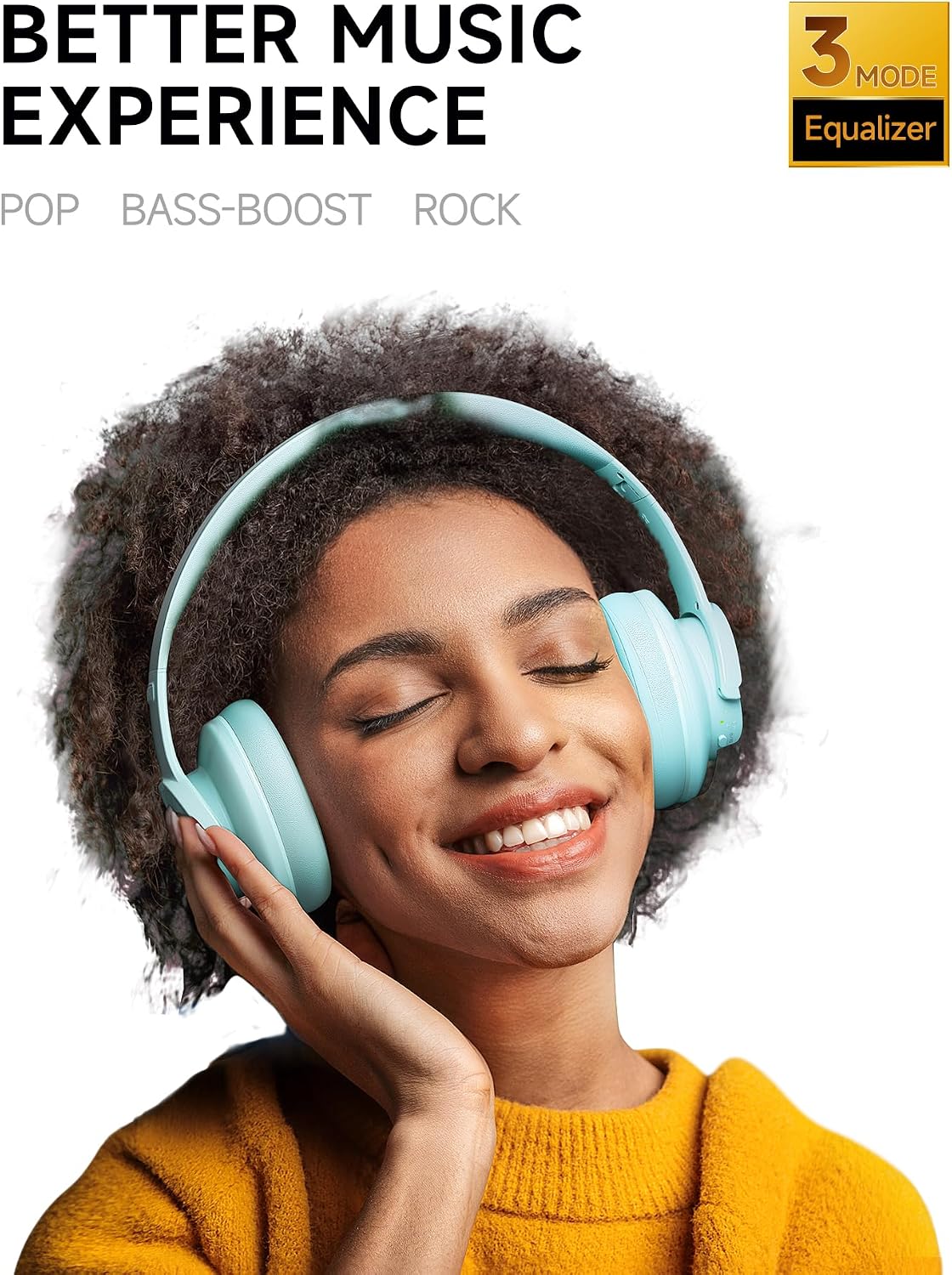Picun B8 Wireless Bluetooth Headphones, 120H Playtime, 3EQ Modes, Cyan