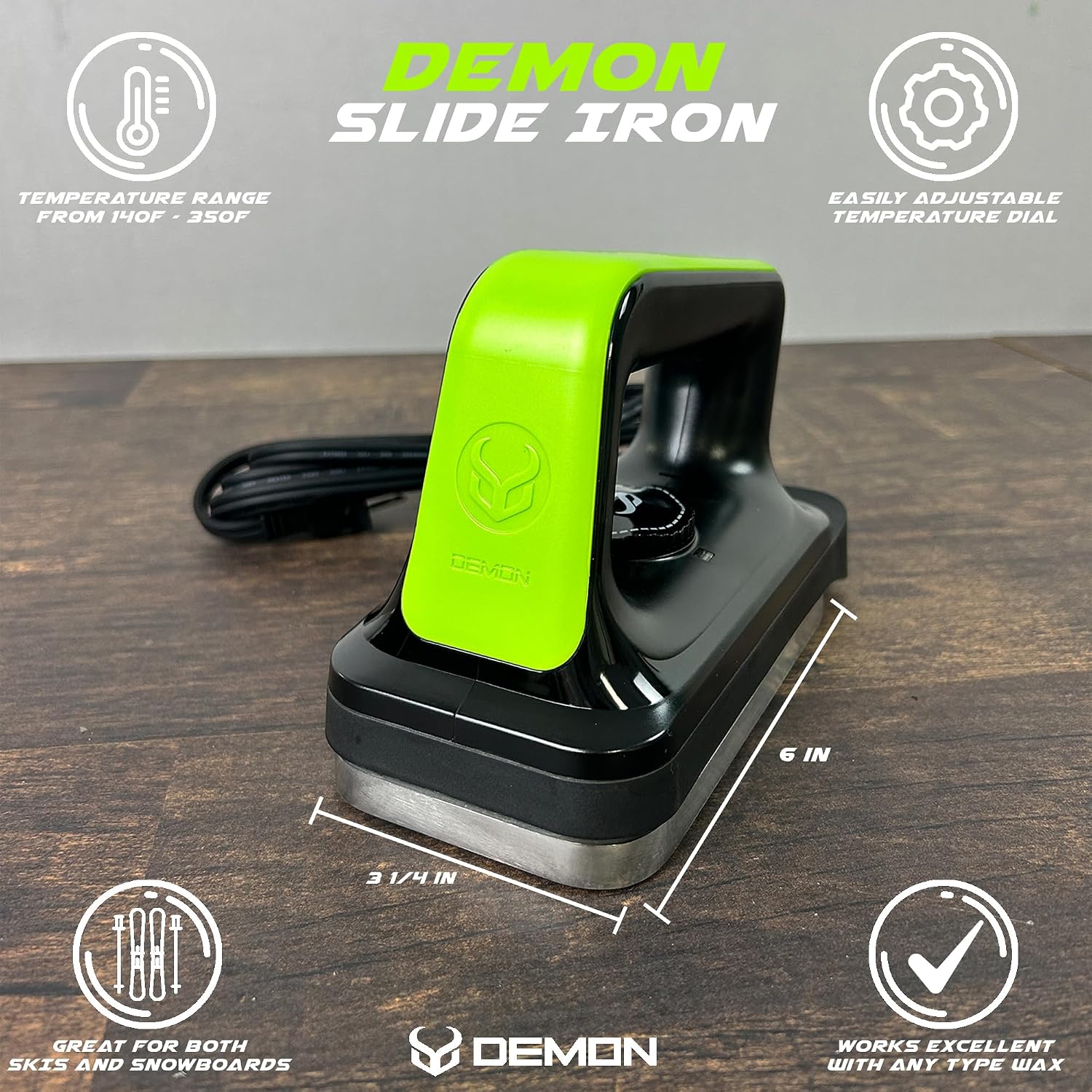 Demon Complete Basic Tune Kit with Wax- Everything Needed to do a Basic Tune for Your Skis and Snowboard * Made in USA Wax*