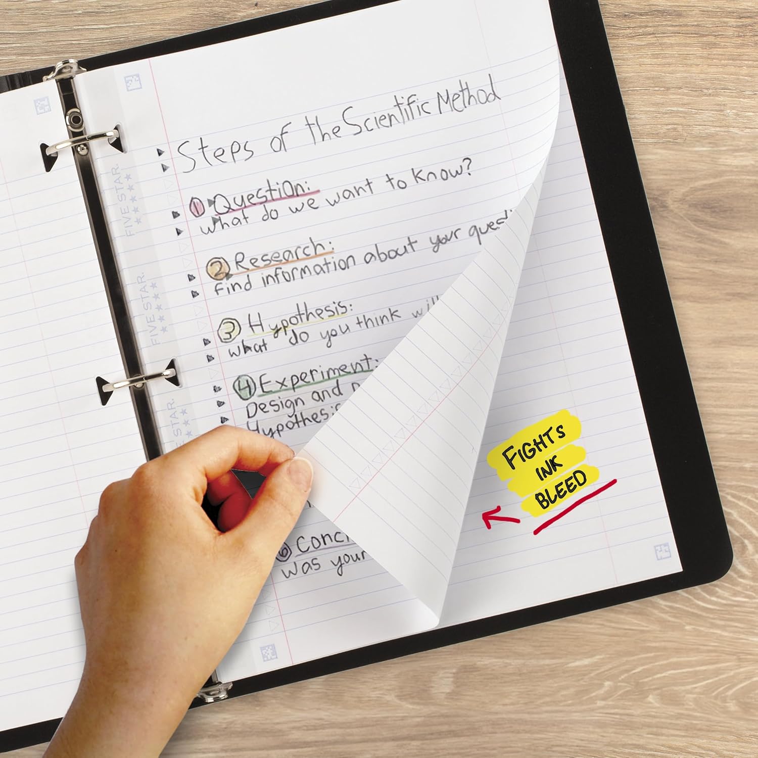 Five Star Loose Leaf Paper + Study App, Wide Ruled Filler Notebook Paper, Reinforced, Fights Ink Bleed, 8" x 10-1/2", 200 Sheets (150039)