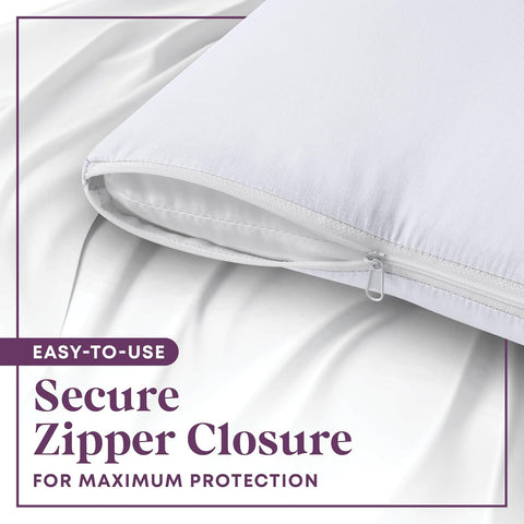 CirclesHome Pillow Protectors King Size Set of 2 with Zipper, 100% Cotton