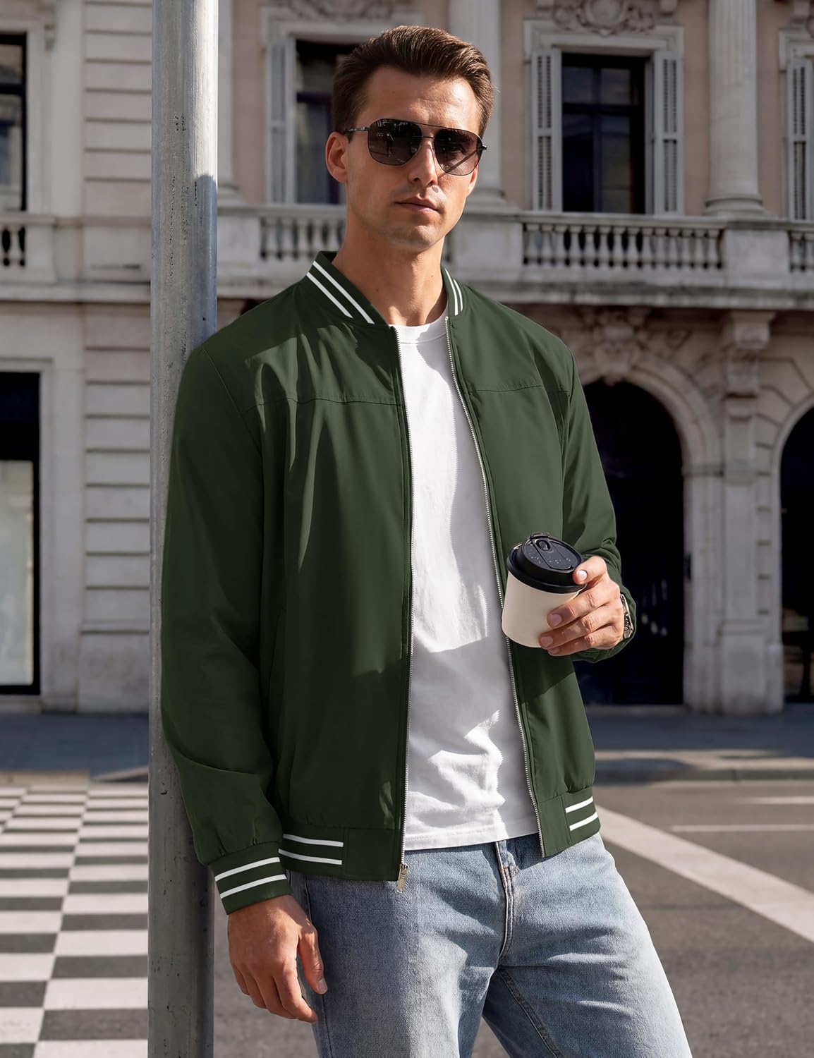 TACVASEN Mens Jacket Bomber Lightweight Windproof Coat for Daily Wear