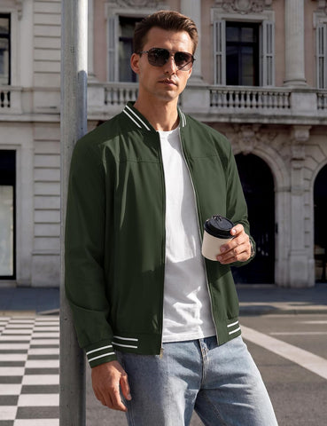 TACVASEN Mens Jacket Bomber Lightweight Windproof Coat for Daily Wear