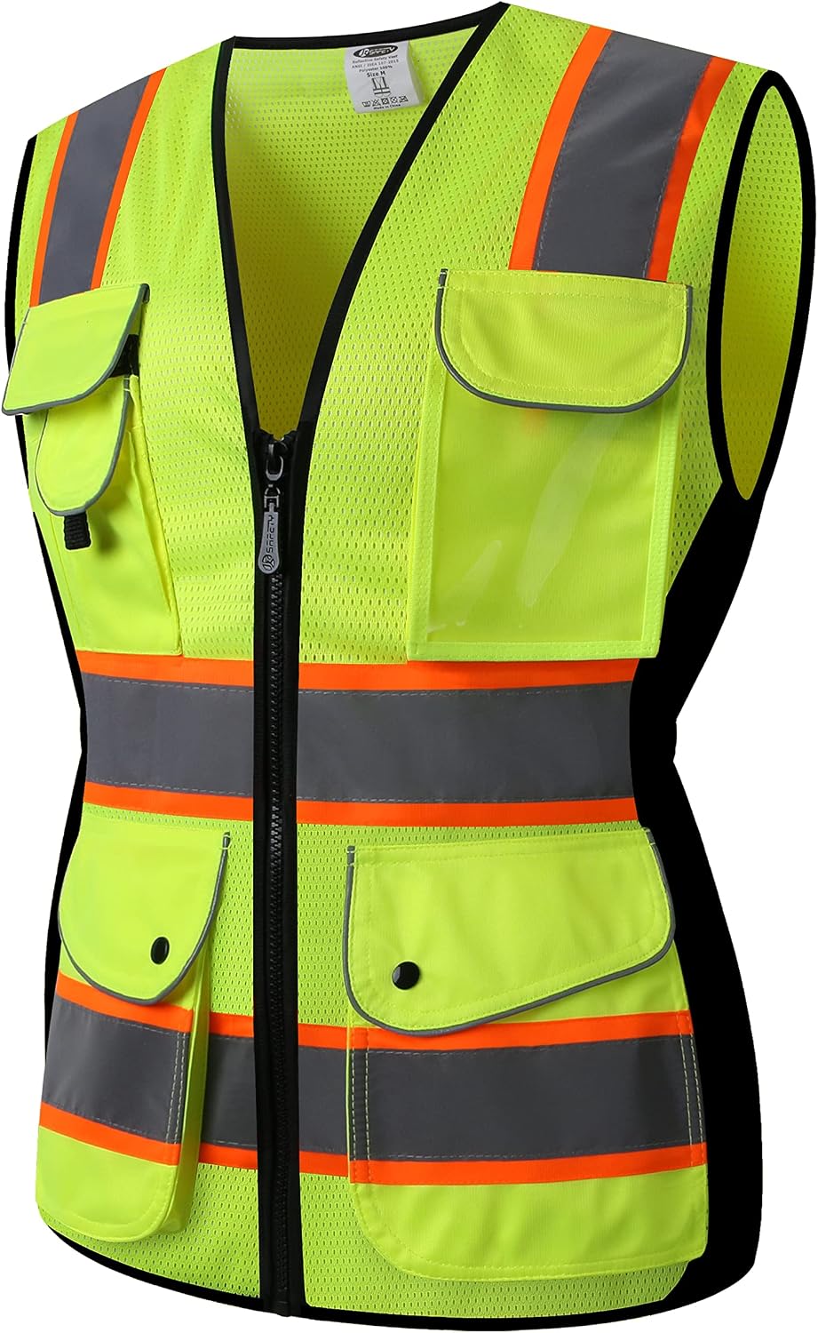 JKSafety Women Hi-Vis Reflective Safety Vest | Neon Color body Sewed Reflective Strips Breathable Lightweight