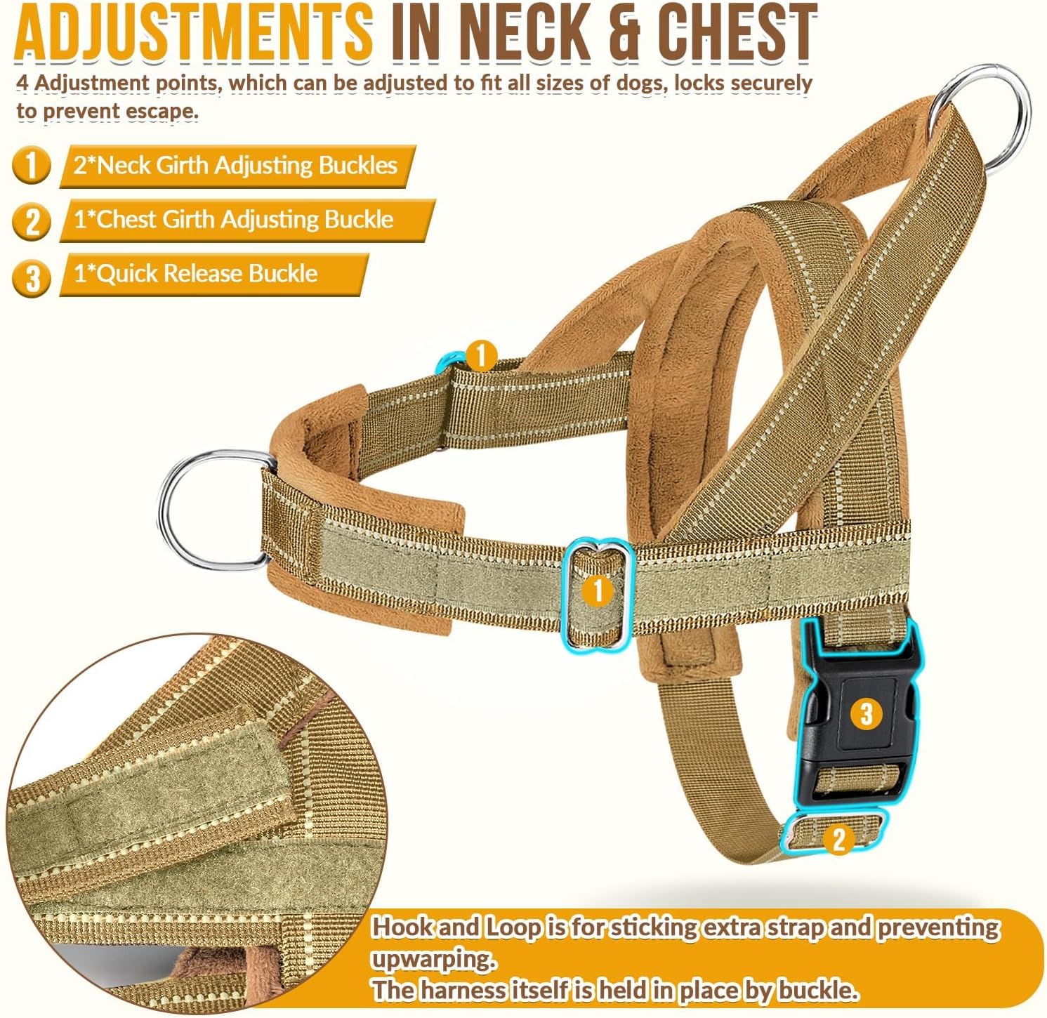 SlowTon No Pull Dog Harness with Front Clip - Heavy Duty, Soft Padded