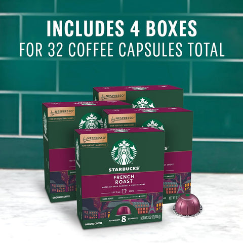 Starbucks by Nespresso Vertuo, French Roast, Dark Roast Coffee, 32-count Coffee Pods, Brews 7.8 oz.