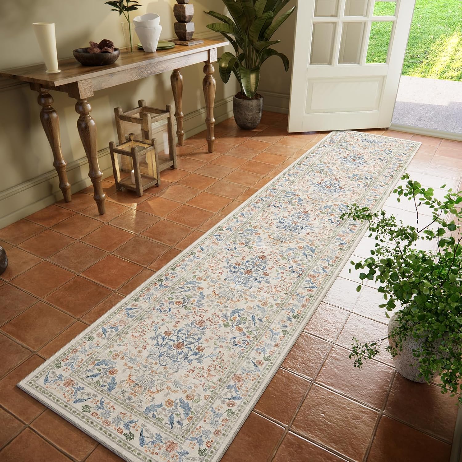 Washable Runners for Hallways Kitchen Rugs: 2'x10' Runner Rug Stain Resistant Non Slip Low Pile Soft Indoor Carpet Runner Rug for Entryway Hallway Bedroom Beside Bathroom Laundry Room